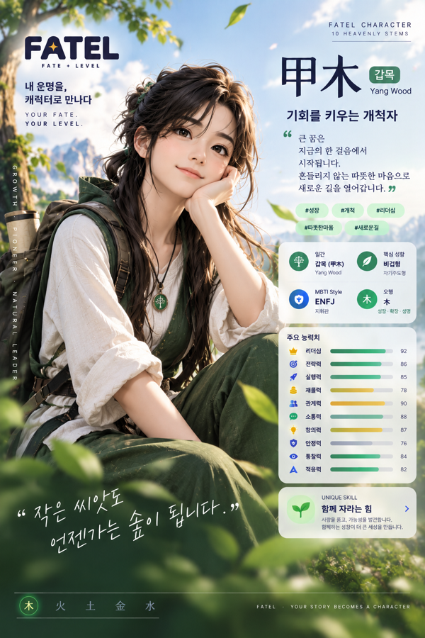 갑목 여성 캐릭터 예시